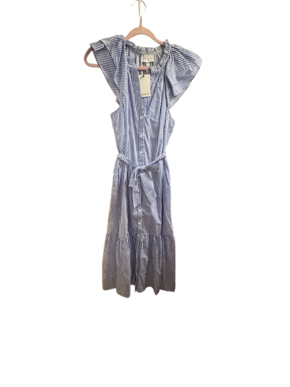Sugarlips Blue and White Striped Midi Dress NWOT Coastal Preppy Classic Cotton - Picture 6 of 14